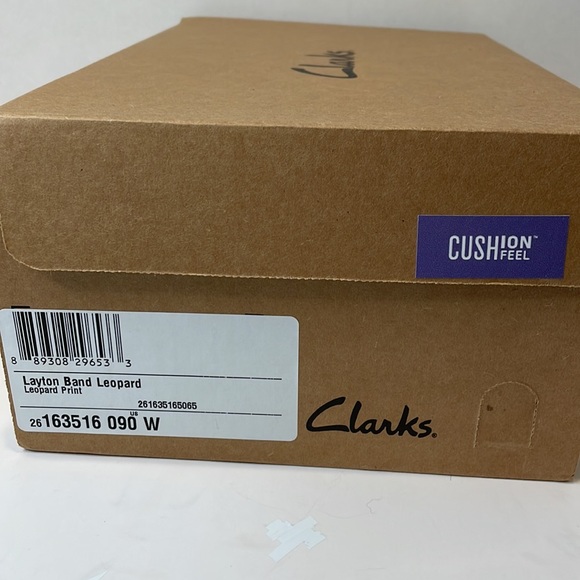 🌸CLARKS LAYTON BAND LEOPARD SHOES Size 9W Comfort shoes sneakers New in Box. - Picture 7 of 8
